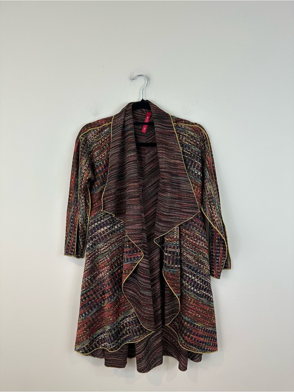 IC by Connie K Multicolor Open-Front Cascade Cardigan Sweater Pockets Size Small